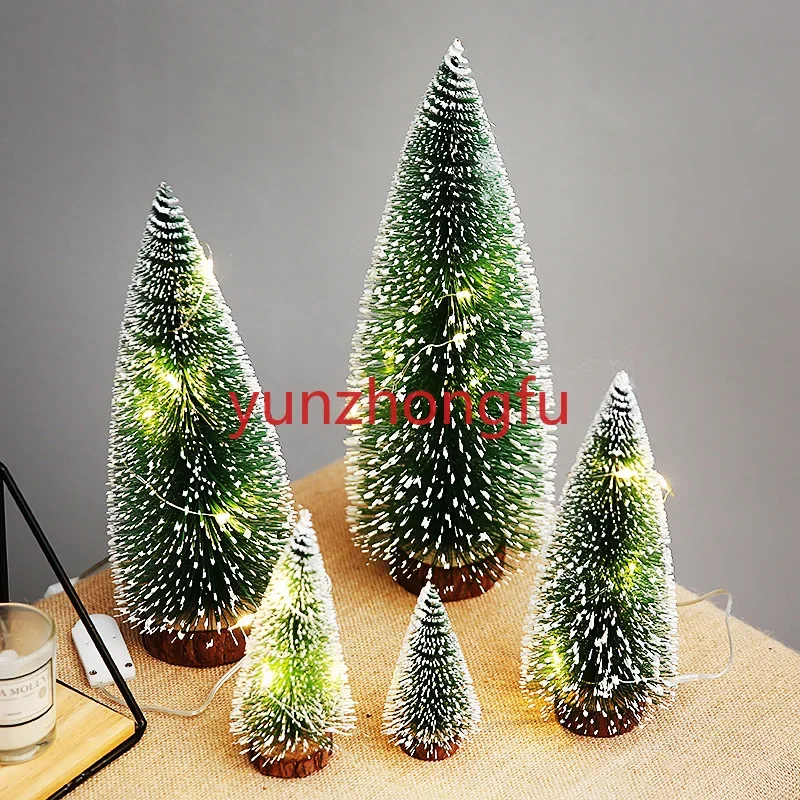 Christmas mini Christmas tree table ornament stained with white snow scene small pine needle tree