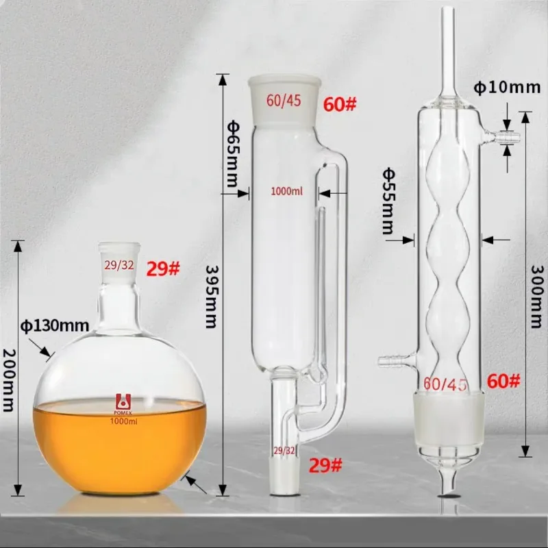 

1000ml Soxhlet Extractor Complete Set of Spherical Fat Extractor Experimental Extractor