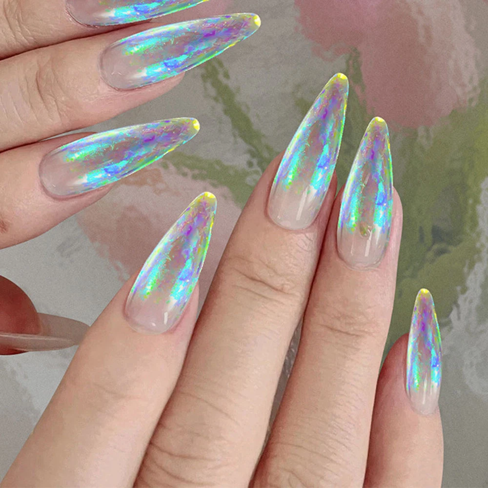 1Jar Chameleon Aurora Nail Art Opal Powder Irregular Magic Mirror Mermaid Chrome Pigment Flakes Sparkly Cloud Brocade Sequins *&