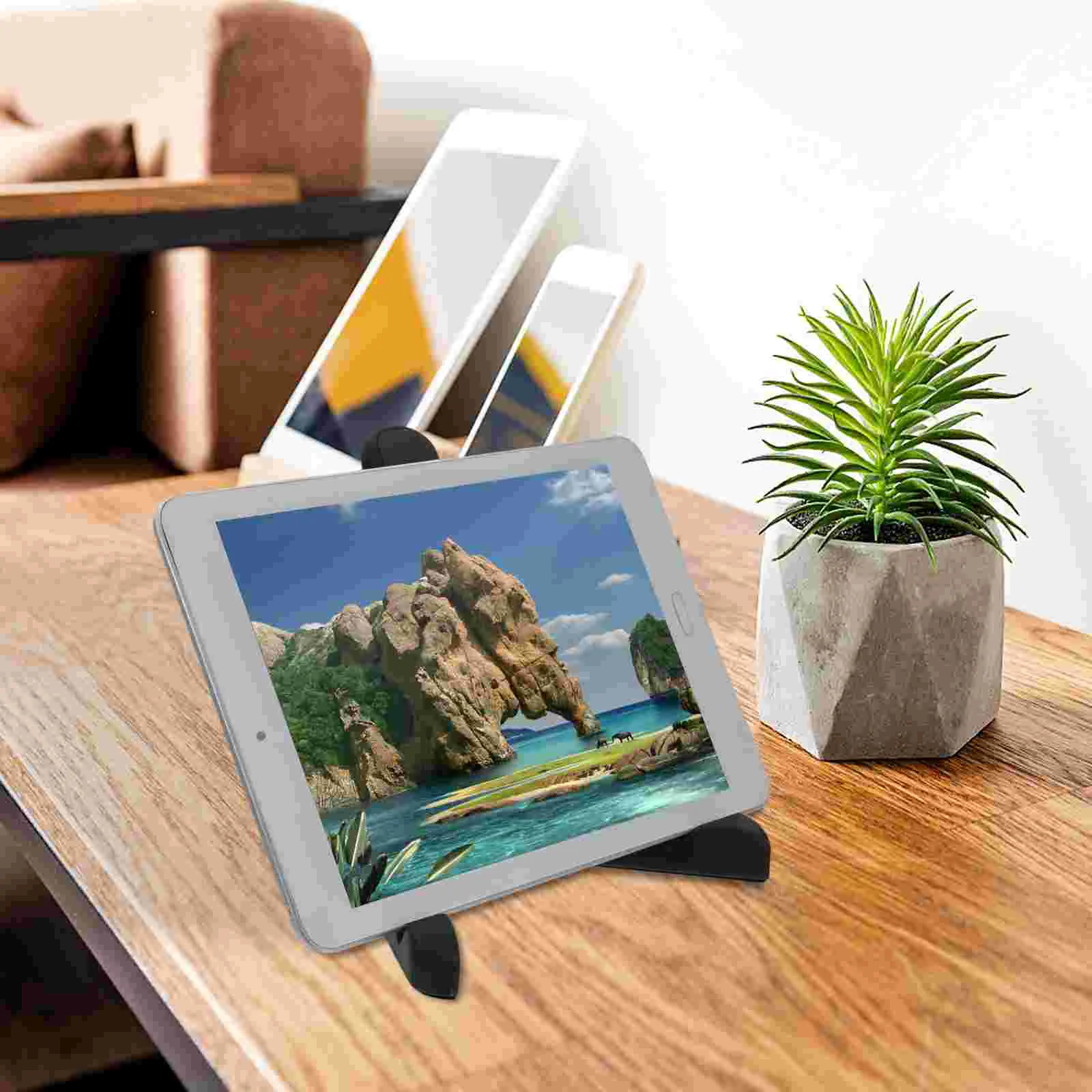 Simple Mobile Phone Holder Tablet Stand Triangular Folding Bracket for Desk Yellow Abs