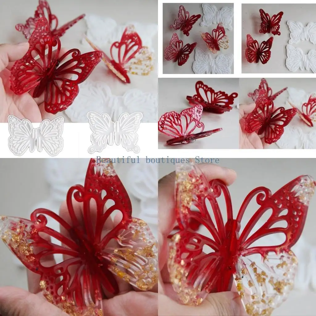U4LF Easy to Use Silicone Mould Practical Epoxy Resin Mold Butterfly Themed Accessories Mould Jewelry Charm Making Supplies