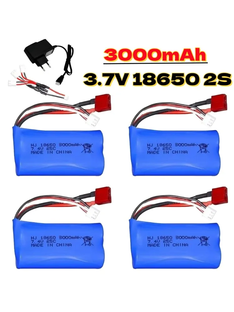 Akumulator litowo-jonowy 7.4V 3000mAh 18650 do części samochodów RC 10428 /12428/12423, bateria 2S 7.4V do W-ltoys 144001 124017 124019 — zdjęcie produktu 7