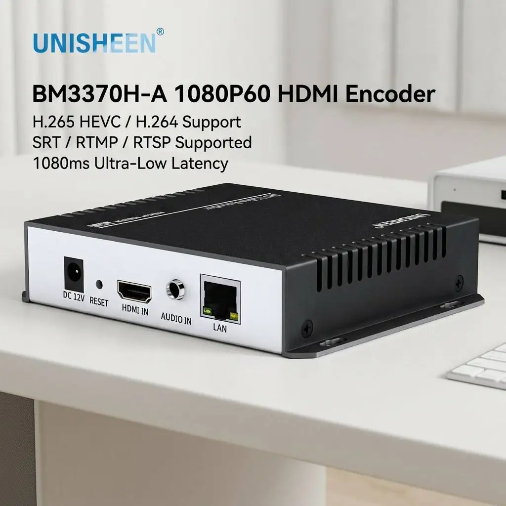 Good Unisheen BM3370-H-A Ultra Low Latency H.265 HEVC 1080P60 1000M HDMI Video Network Streamer Support SRT VMix OBS