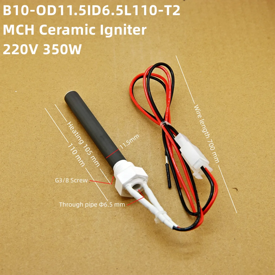 220V 350W Ceramic Igniter,pellet barbecue stove heating furnace Ignition rod, internal and external insulation, safe and env