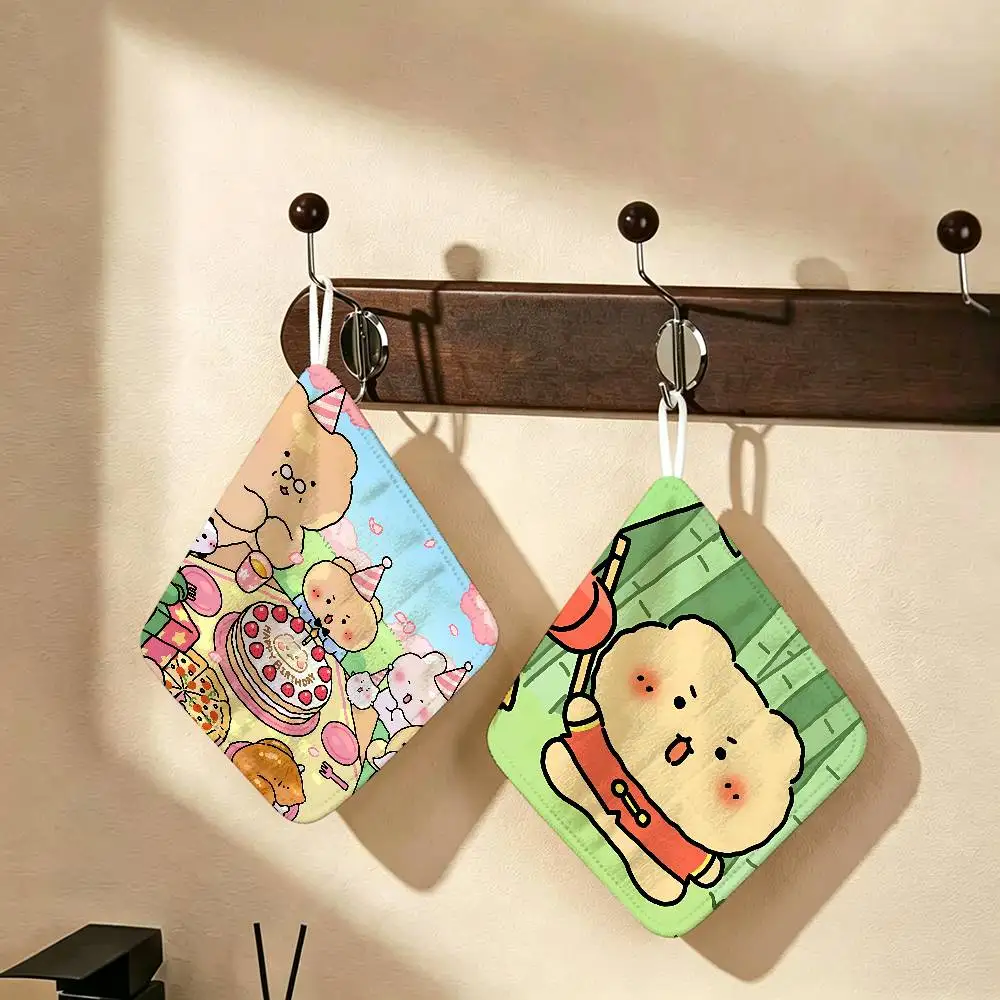 M-Manggom Polyester Cotton Hand Wiping Towel, Hanging Towel, Quick Dry for Kitchen Bathroom Daily Supplies