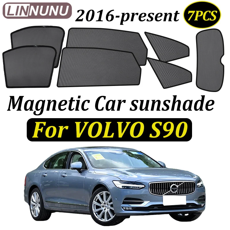 

LINNUNU Magenetic Car Sunshade For VOLVO S90 S90L 2016-2026 Side Window Mesh Curtain UV Protection Privacy Interior Accessories