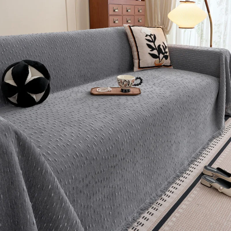 Striped Sofa Blanket Four Season Universal Chenille Sofa Blankets Non Slip Sofas Towel Office Nap Shawl Sofa Covers