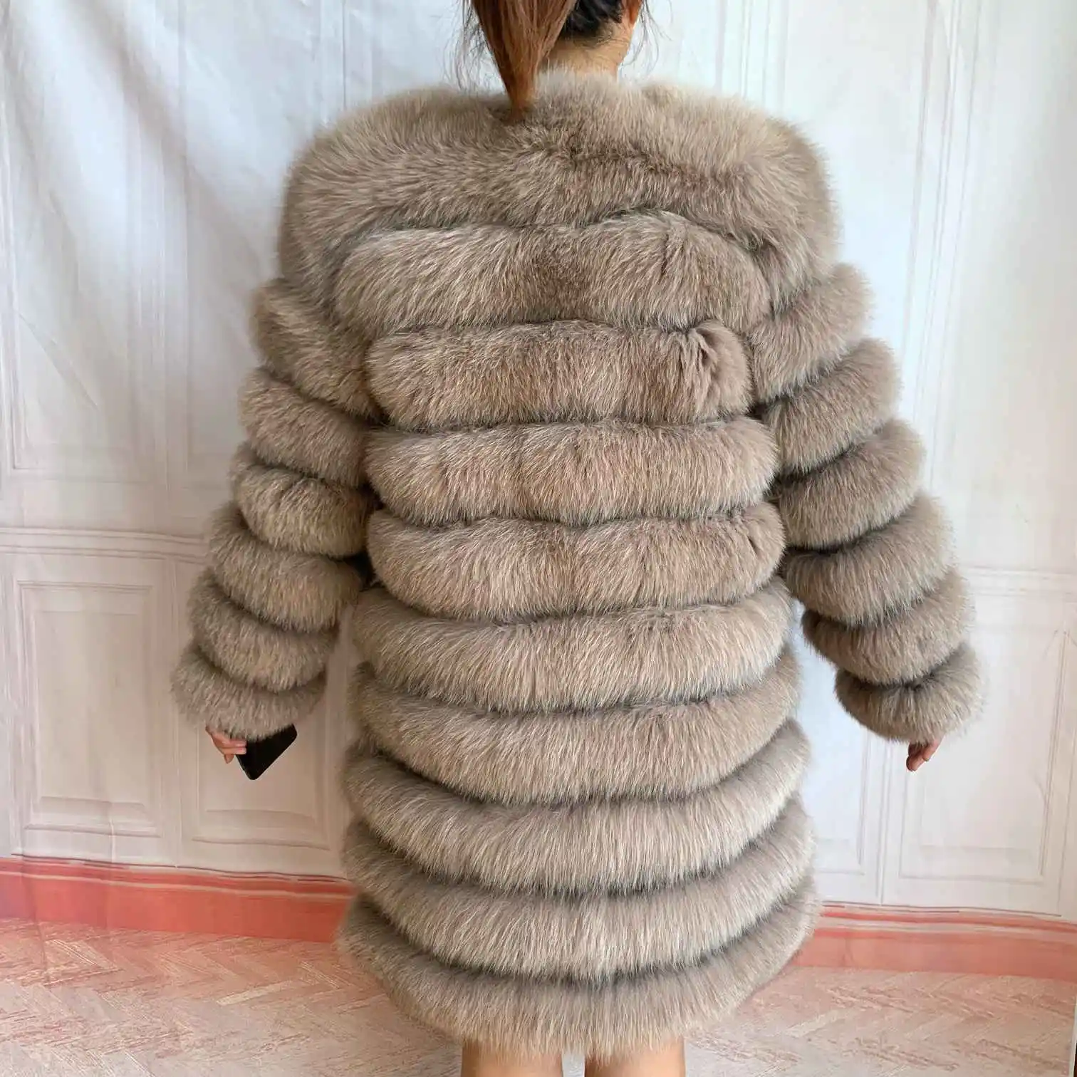 NEW 4in1 Real Fox Fur Long Coat Winter Coat for Women Jackets Vest Winter Outerwear Women Fox Fur Coat High Quality Fur Clothes