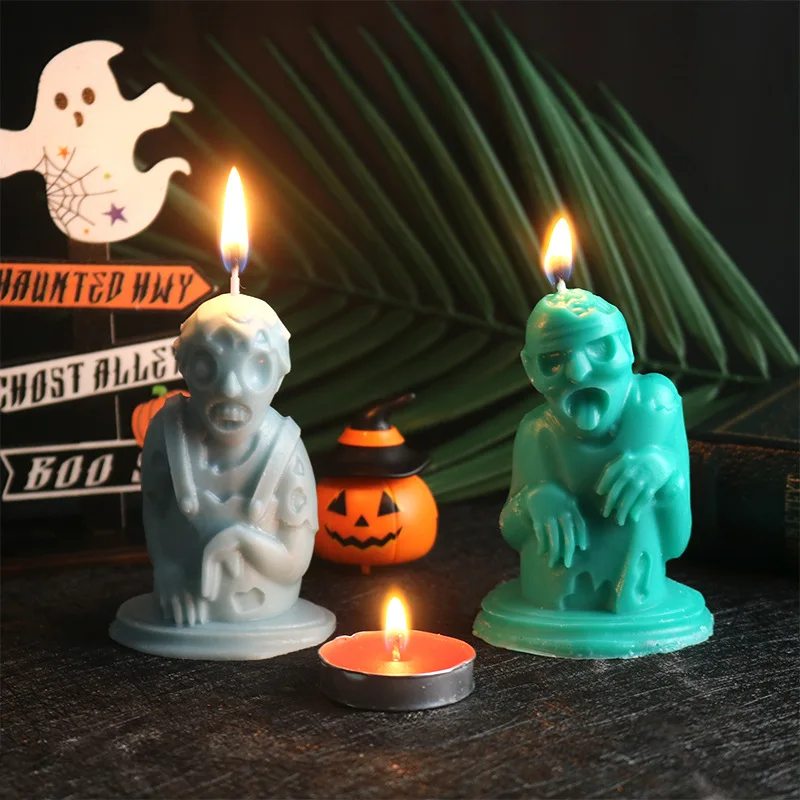 Halloween Zombie Silicone Candle Mold 3D Zombie King Aromatherapy Plaster Soap Crystal Resin Casting Tool DIY Crafts Molds