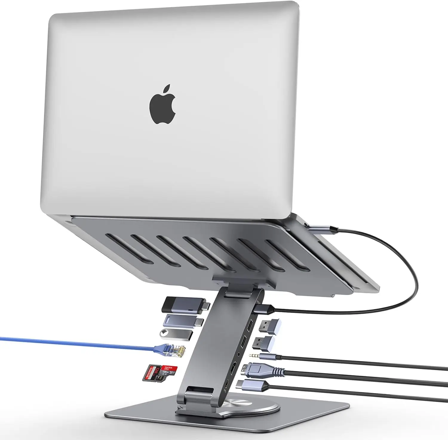 

11-in-1 USB C Hub with 4K HDMI, PD100W Charging, Rotatable Stand for Laptops