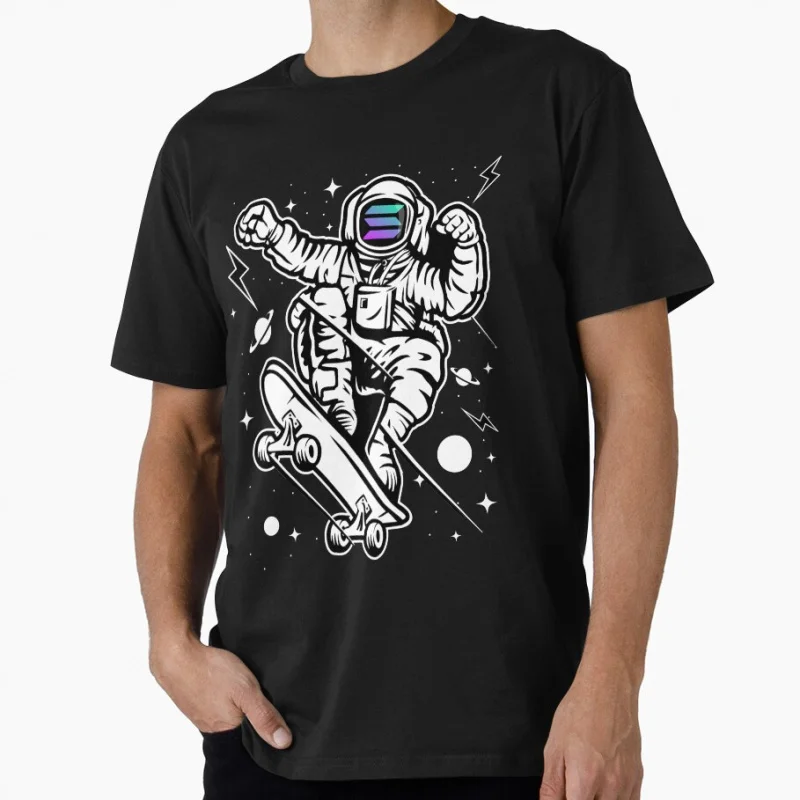 

Astronaut Skate Solana Coin SOL To The Moon Crypto Token Blockchain Cryptocurrency Wallet Gift T shirt Large size Tops S-6XL