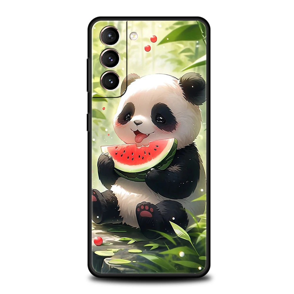 Capa de telefone adorável Panda Cartoon, capa de silicone para Samsung Galaxy S24, S23, S22, S20, S21, FE Ultra, S10, S10E, S9, S8 Plus, 5G