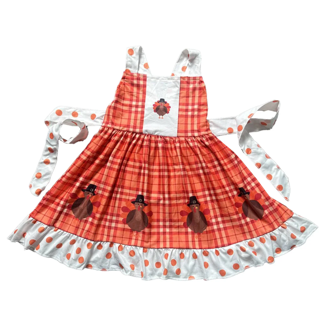 

Wholesale kids Thanksgiving turkey dresses girls clothes sleeveless girls twirl dresses