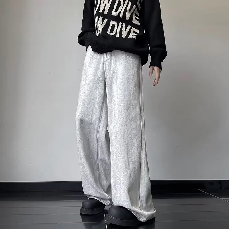 New vintage white dirty jeans baggy wide-leg pantsNew vintage white dirty jeans baggy wide-leg pants