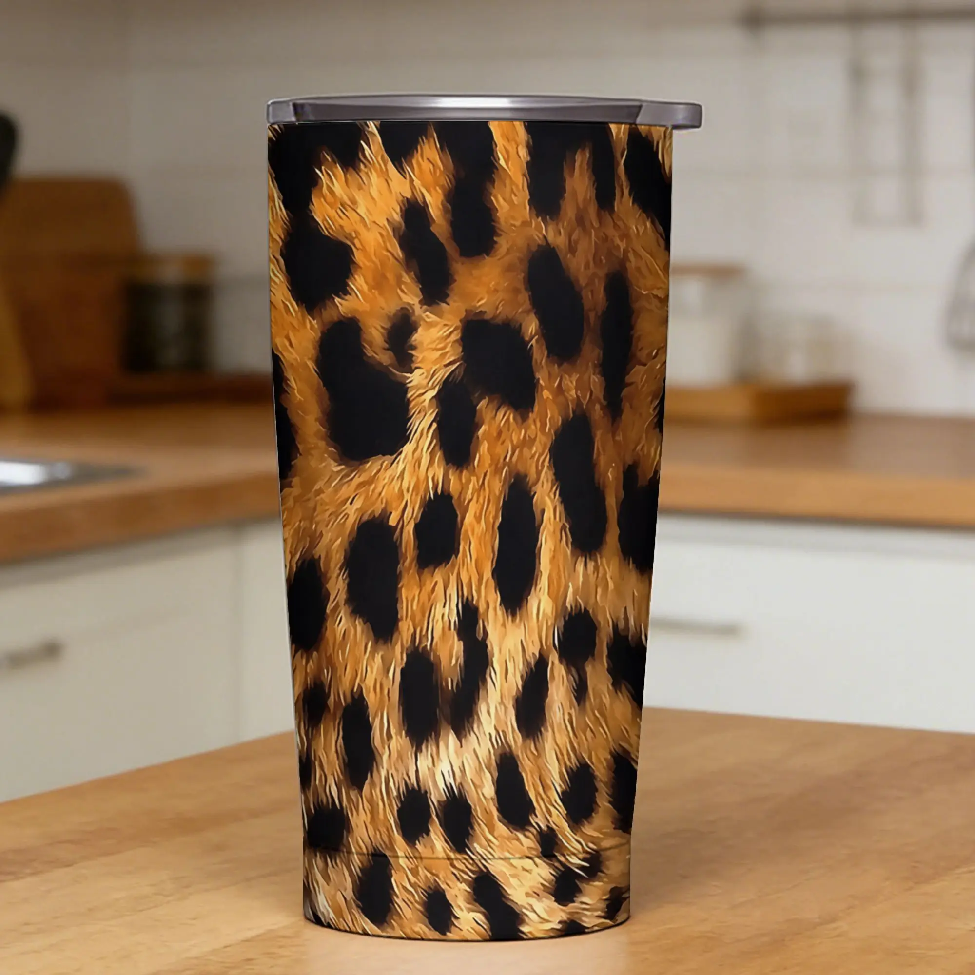 Wild Leopard Print Tumbler  Driving 20oz Mugs Cup Heat Preservation Cold Drink Milk Tea Water Bottle,