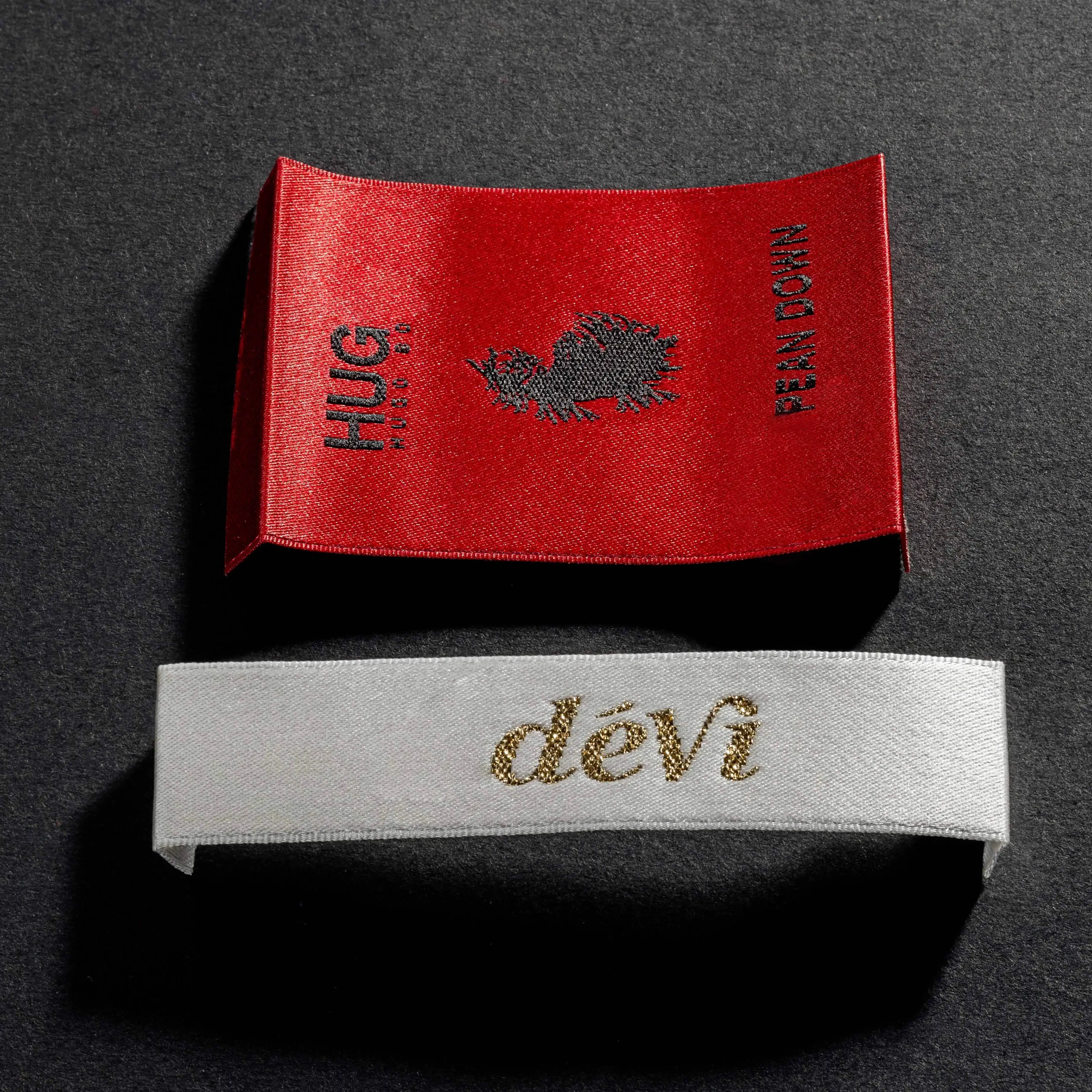 Custom Woven Clothing Labels - Private Brand Logo Tags, Washable Embossed Sewing Tags for Garments, DIY Flag Labels