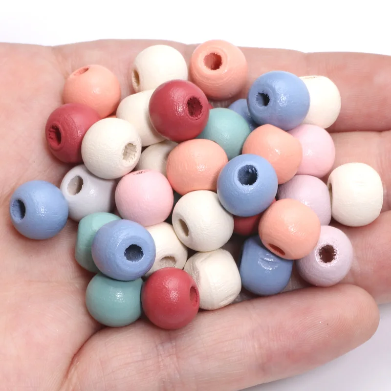 50-200pcs 8/10/14mm Colorful Round Wood Beads Natural Wooden Loose Beads For Jewelry Making Diy Bracelet Necklace Accessories