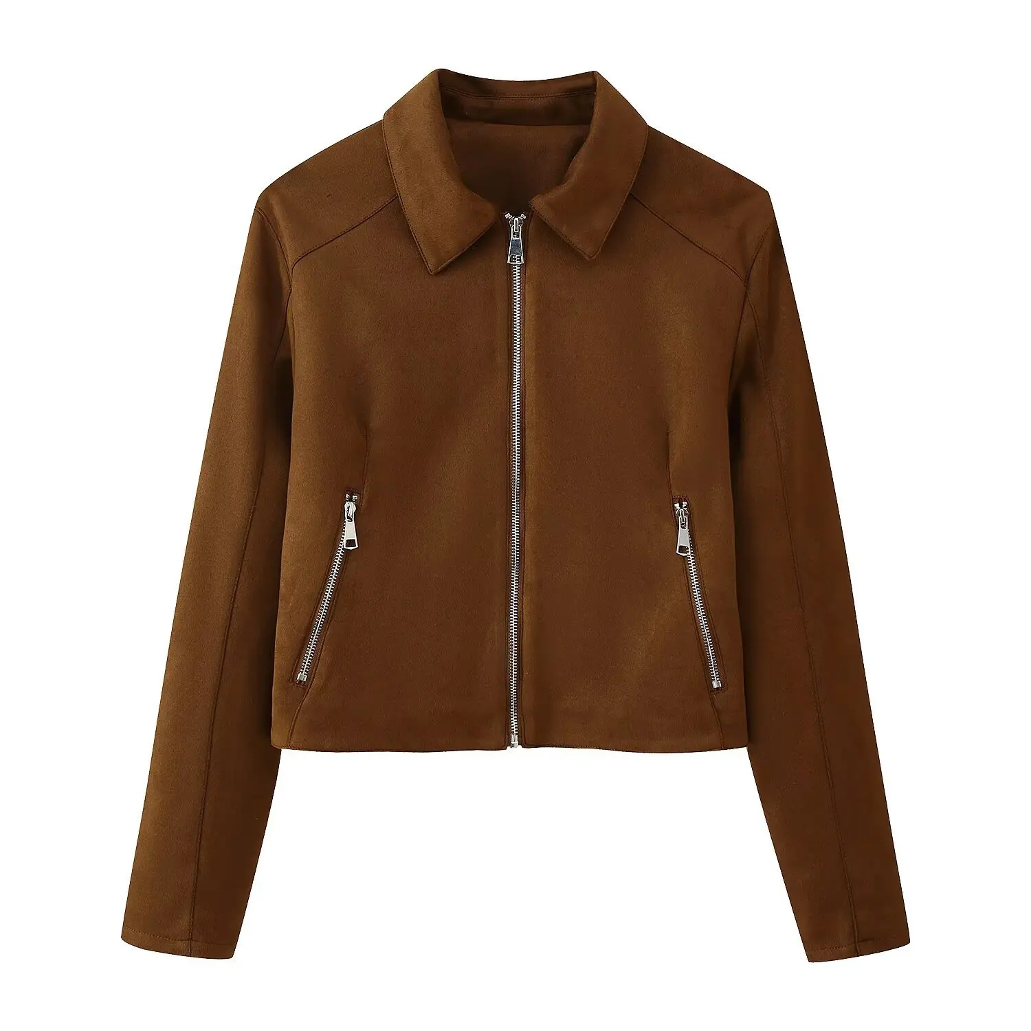 

Fall New Style Street Fashion Suede Zipper Collar Jacket Outerwear Versatile Autumn Winter Women's Top 8073255