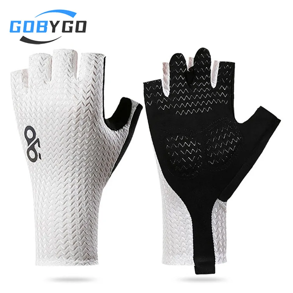 

GOBYGO 1Pair Cycling Half Finger Gloves Shock Absorption Wear-resistant Silicone Anti-slip Riding Gloves Outdoor Sports Fishing