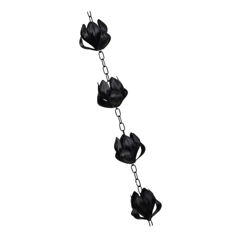 Aluminum Alloy Flower-Cup Rain Chain with Grooved Sections for Guided Gutter Water and Decorative Roof Drainage, Yard 87HA