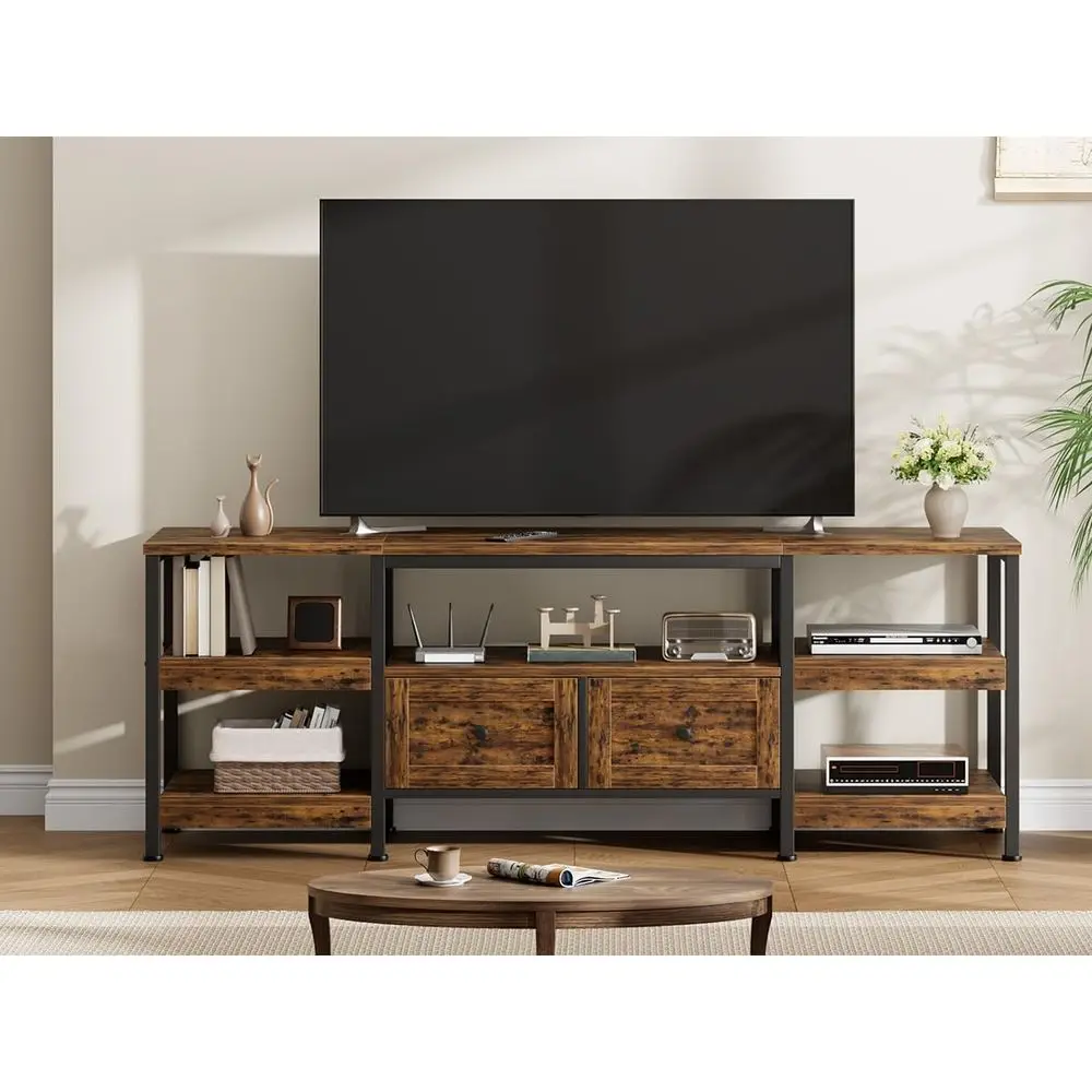 

Rustic 71 TV Stand with Storage Shelves for TVs up to 65, Brown