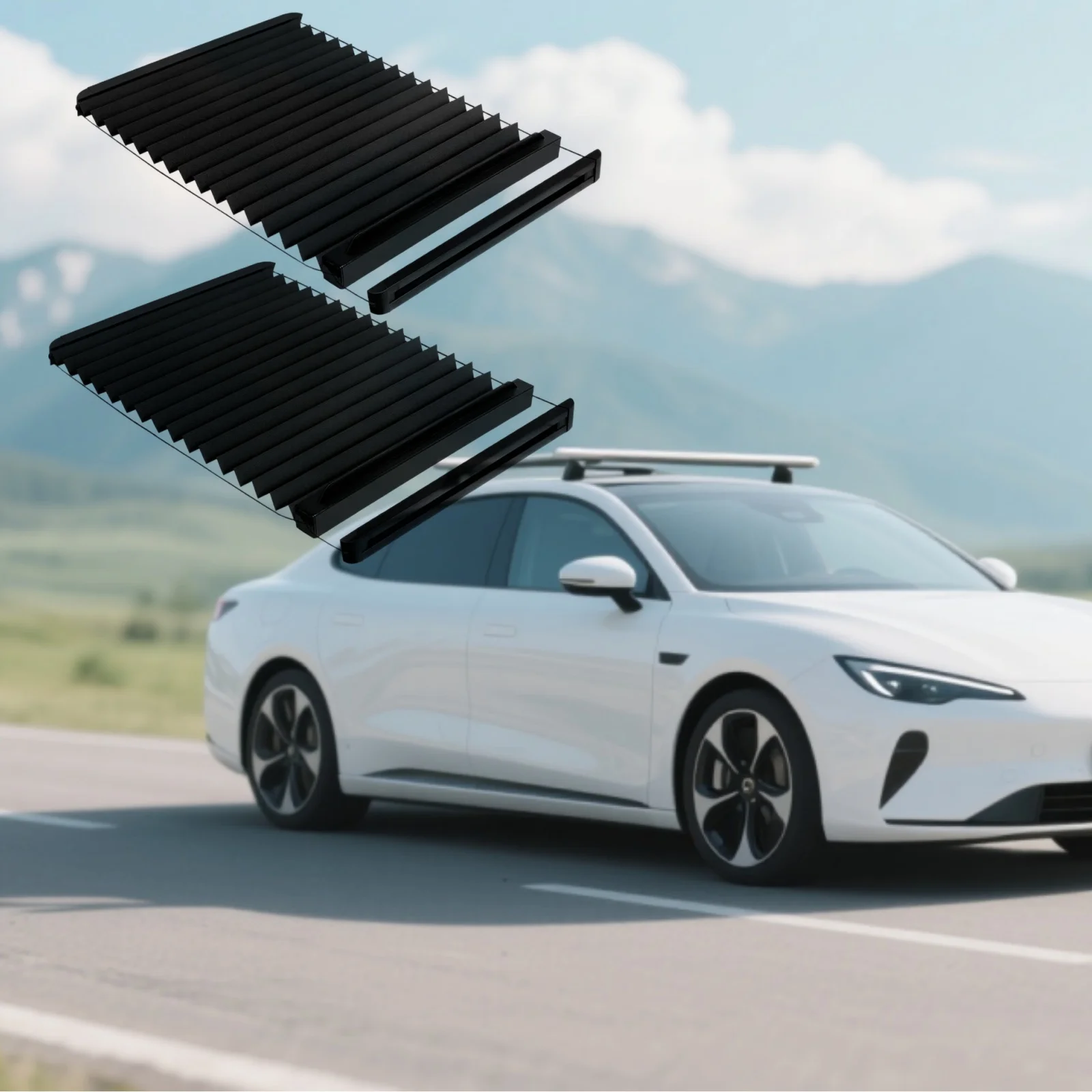 

Абажур для двери автофургона 12 "X21" Складные жалюзи с алюминиевой направляющей Секретная защита Тихая скользящая дорожка Регулируемое управление освещением конфиденциальности