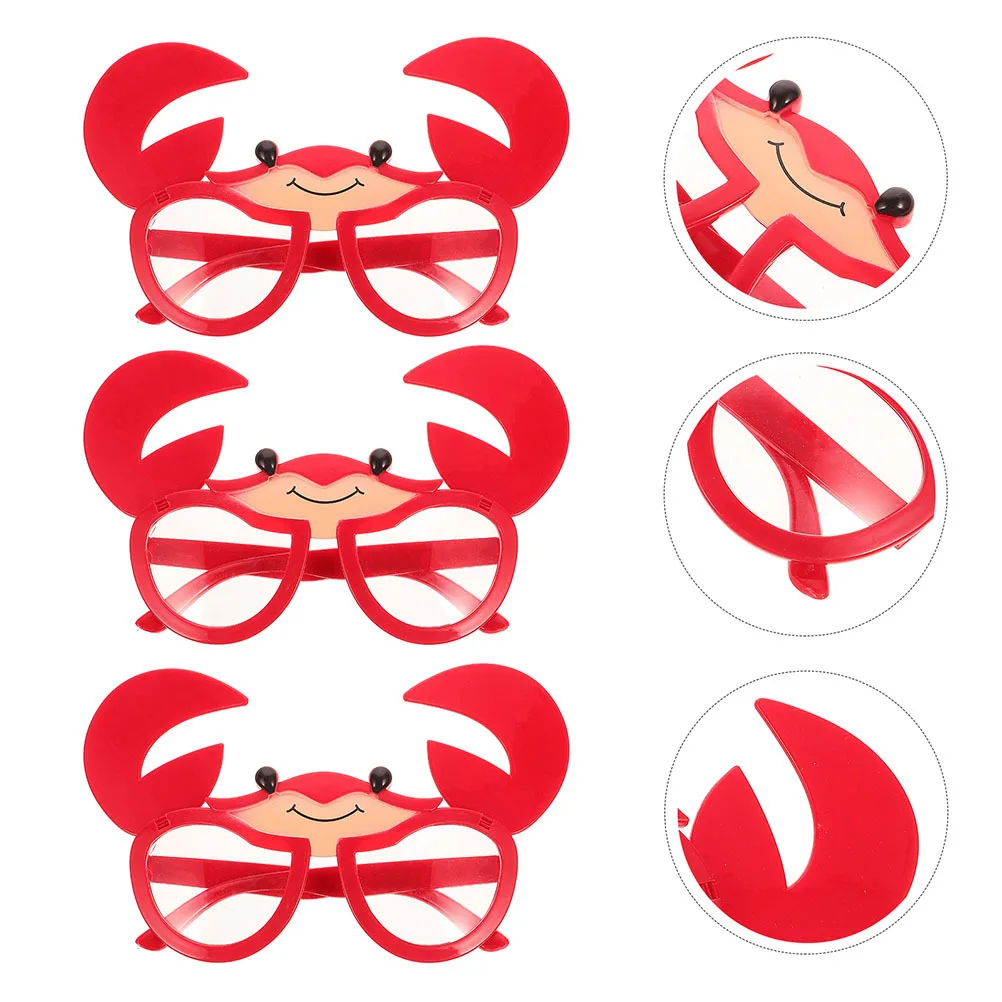 

4Pcs Crab Sunglasses Funny Hawaiian Party Eyeglasses Reusable Plastic Luau Party Glasses Beach Festival Props Funny Sunglasses