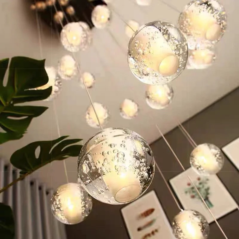 

LED Crystal Chandelier Lighting Modern Hotel Hall Loft Dining Room Kitchen Staircase Home Decoration G4 Suspension Pendant Light
