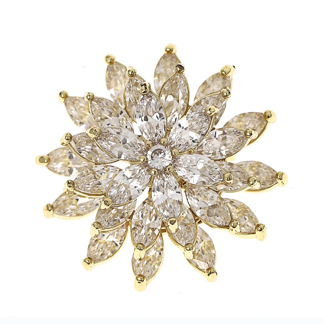 Copper Zirconia Brooch White Zirconia Delicate Flower Brooch For Women Clothing Accessories Jewelry Gifts For Friends