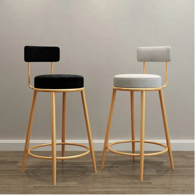 Modern velvet Bar chair kitchen high stools Home barchair with backrest metal stools INS counter height bar stools furniture