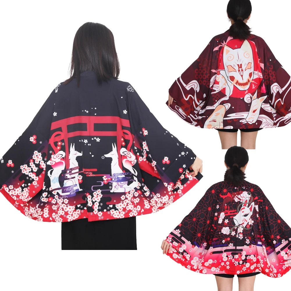 

Kimono Women Japanese Yukata Fox Print Female Women Asian Clothes Kimono Cardigan Shirt Women Traditional Japanese Kimonos Haori