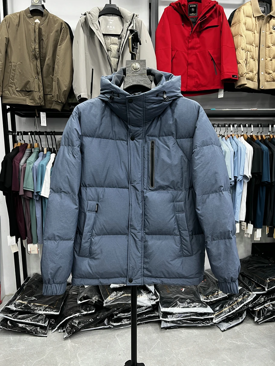 

Thiened Hooded Du down Jaet Casual Busin Simple Youth Warm Winter Polyester Fiber ort Coat Zipper Closure Men's Ja...