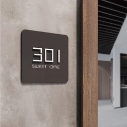 Personalized Laser Cut Custom Acrylic Modern 3D Floating House Number sign Outdoor Street Family Name Plates Hotel home wall