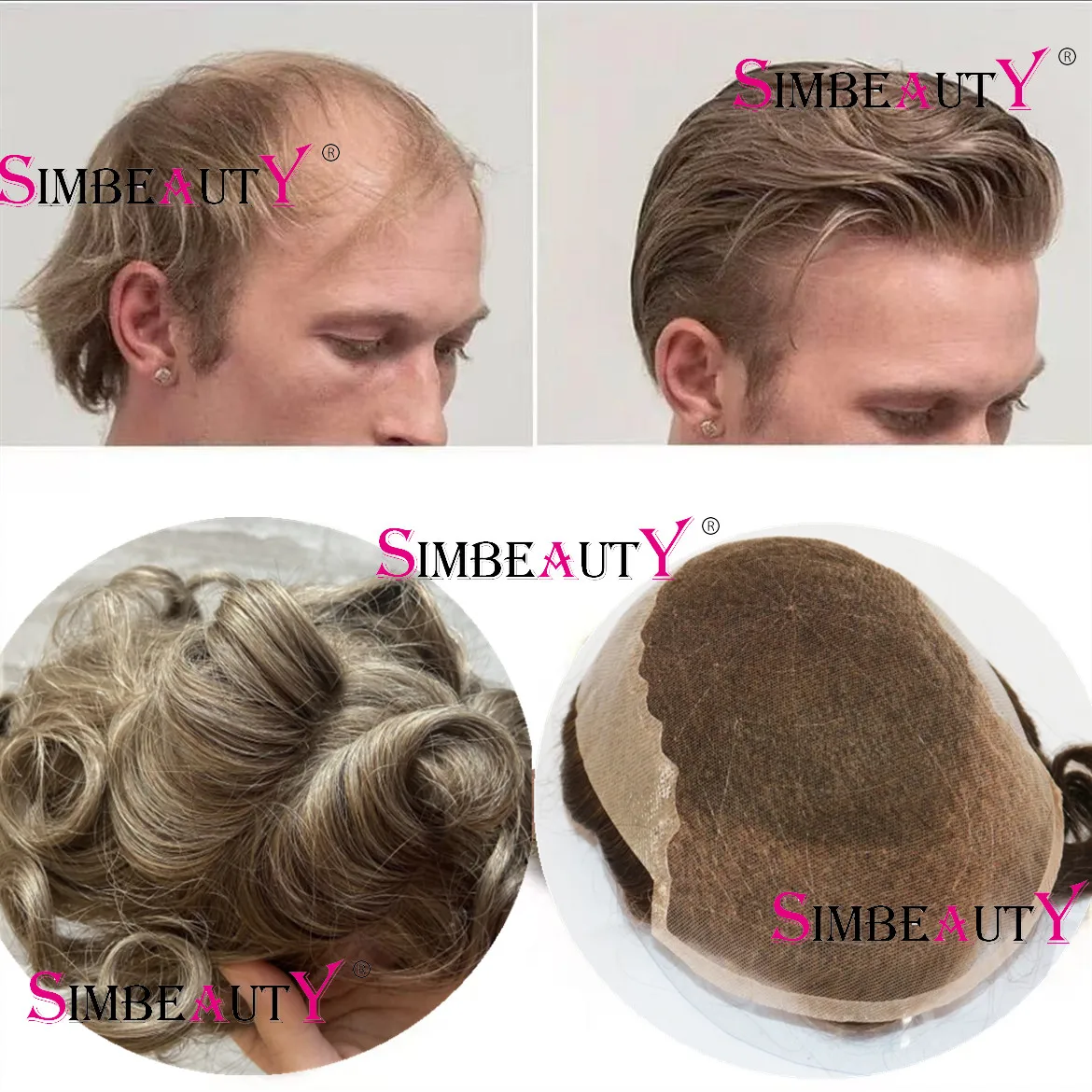 Q6 Grey Blonde Brown Natural Hairline Men Toupee Durable Lace & pu Hair pieces Human Hair Capillary prosthesis system Male Wig