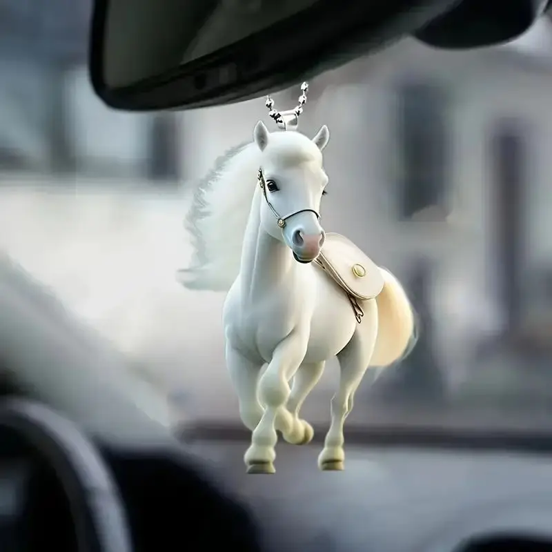 A Running Horse Keychain Cartoon creative big mouth horse 2d Acrylic pendant car key chain