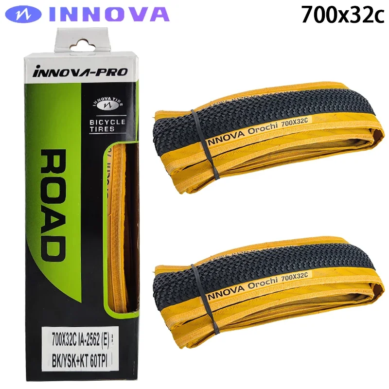 INNOVA Orochi IA-2562 700x32c 35c Yellow Edge Black Gravel Bicycle XC Off-Road MTB Bike Folding Tires 60-95 PSI Cycling Parts