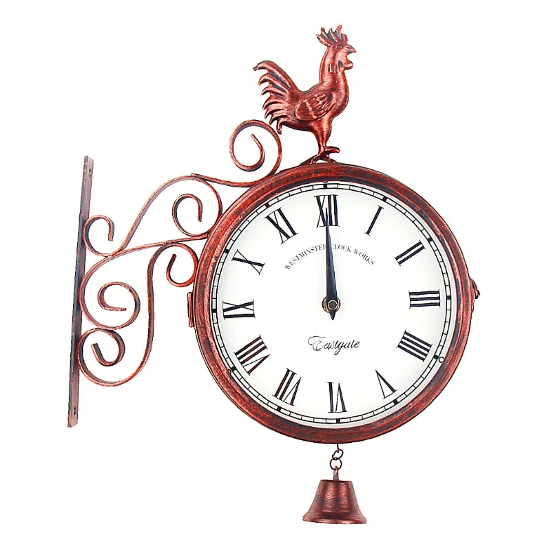 Retro Wall Clocks Living Room Simple Double-sided Wall Watch Bedroom Creative Silent Clock Fashion Home Decoration Ornaments