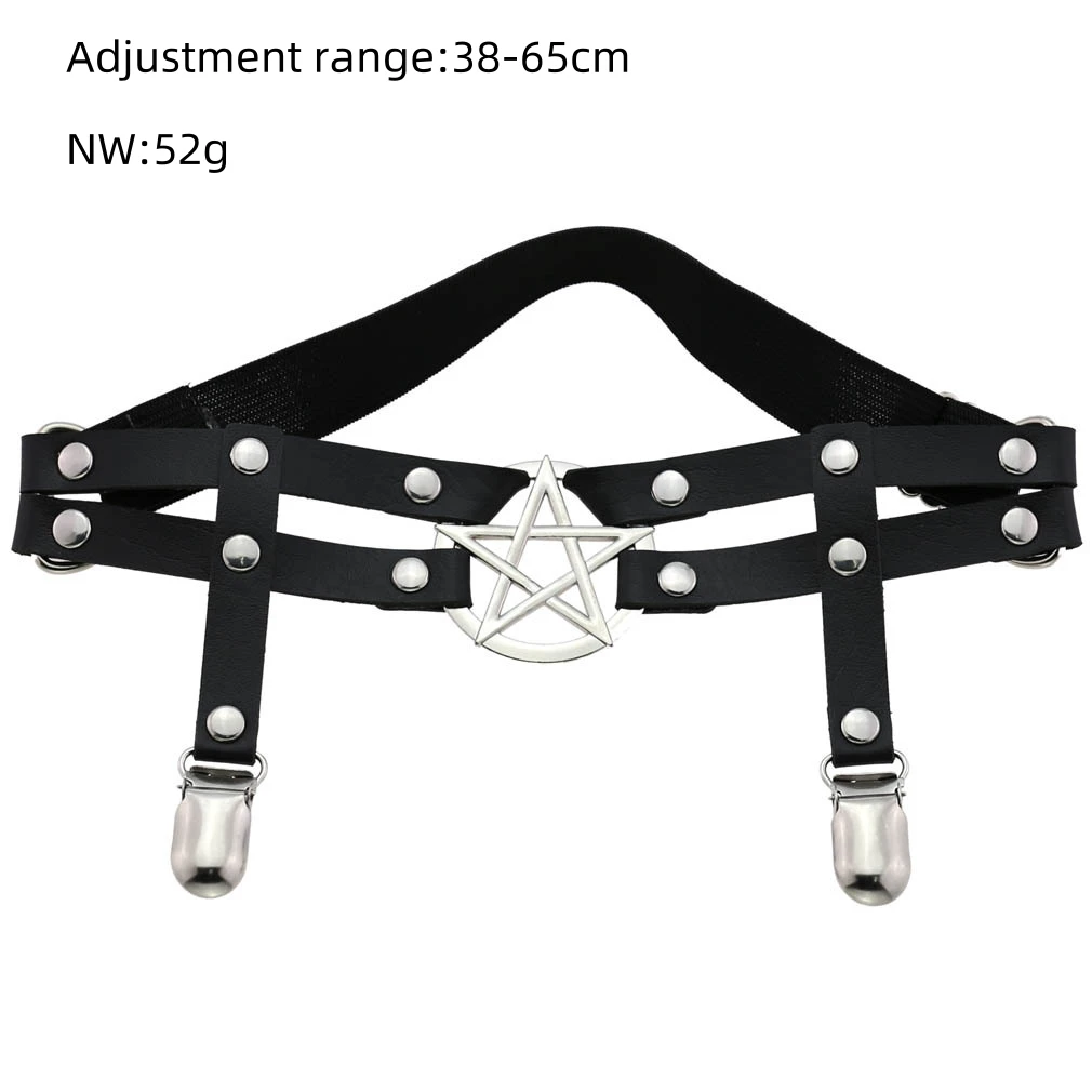 Cross-border Fashion Hot Style Harajuku Punk Gothic Style Five-star Double Row Leg Rings For Stage Catwalks And Nightclub Party