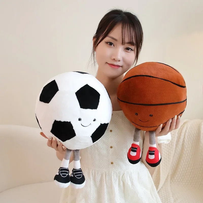 Funny Real Life Basketball Doll Plush Toy Stuffed Football Rugby Baby Kids Adults Birthday Gifts Billiards Volleyball Room Decor