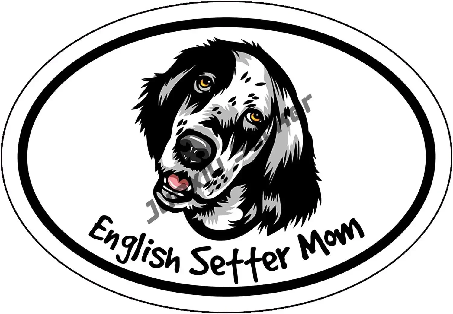Oval English Setter Mom Decal Smiling English Setter Pet Dog Breed Decal Sticker for Cars Laptops Tumblers Windows Trucks Walls