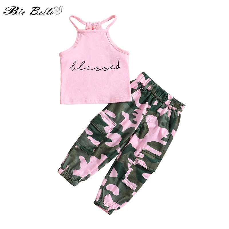 

Girl Sets Two Pieces Summer Baby Girls Clothing Set Vest Tops and Camouflage Pants Casual Girl Outfits Tops and Pants