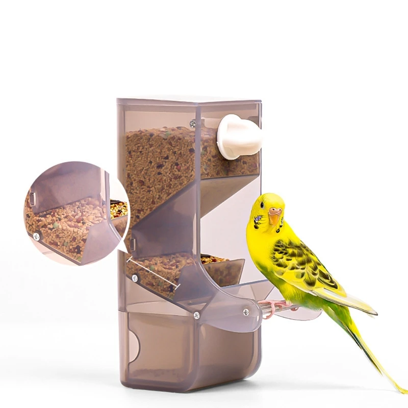 

Parrot Seed Feeder with Perch Transparent Seed Container Cage Accessories