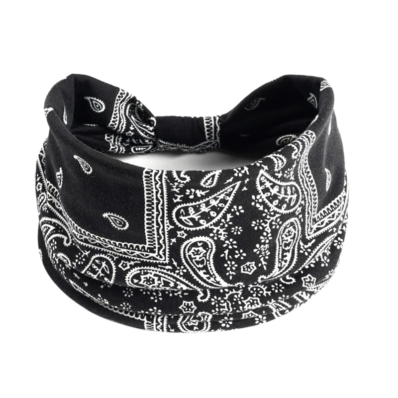 Wide Printed Bandanas Hairbands Boho Knot Turbans Yoga Elastic Head Wrap Women Headband Headwear Fashion Hair Band Accessories