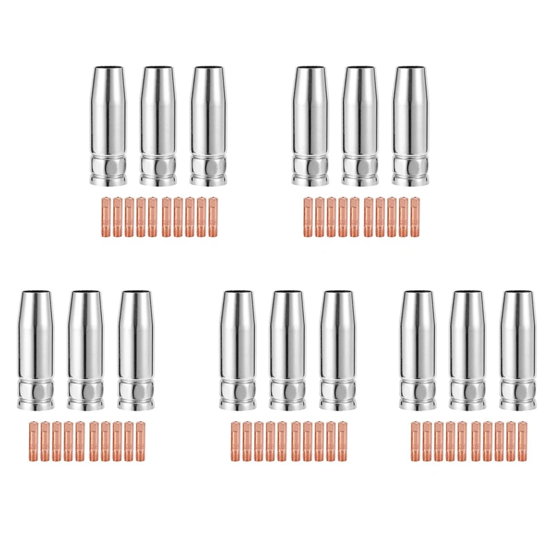 45Pcs CO2 Mig Welding Torch Aircooled MB 15AK Contact Tip Holder Gas Nozzle 0.8Mm Welder Shield Shroud Nozzle Tip Kit