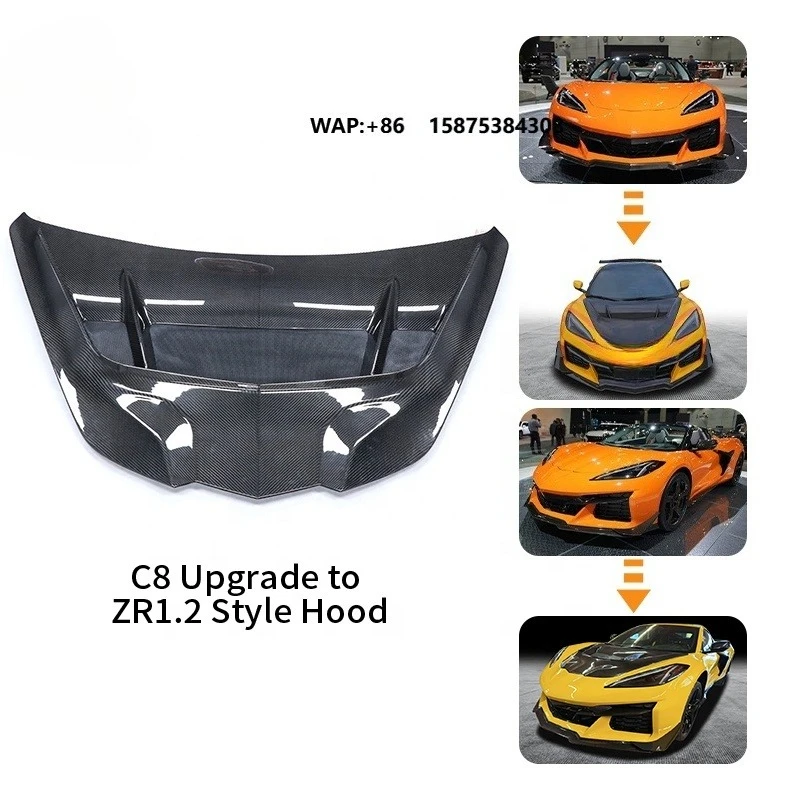 ZR1.2 Style Carbon Fiber Front Hood for  Corvette C8 Z06 Car Engine Bonnet Hood Vehicle Accessories