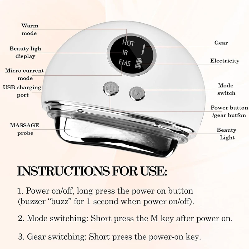 4 In1 Vibration Scraping Massager Facial GuaSha Electric EMS Lifting Remover Nasolabial Folds Anti Cellulite Beauty Health Care