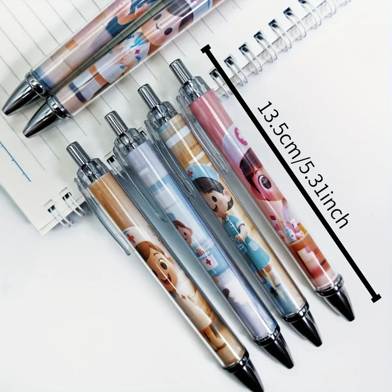 7Pcs/14Pcs Nurse Professional Uniform Pattern Retractable Pens Medical Theme Ballpoint Pens Student Writing Gift Pens
