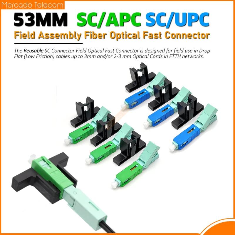 Wholesales 53MM SC APC SM Single-Mode Optical Connector FTTH Tool Cold Connector Tool SC UPC Fiber Optic Fast Connnector