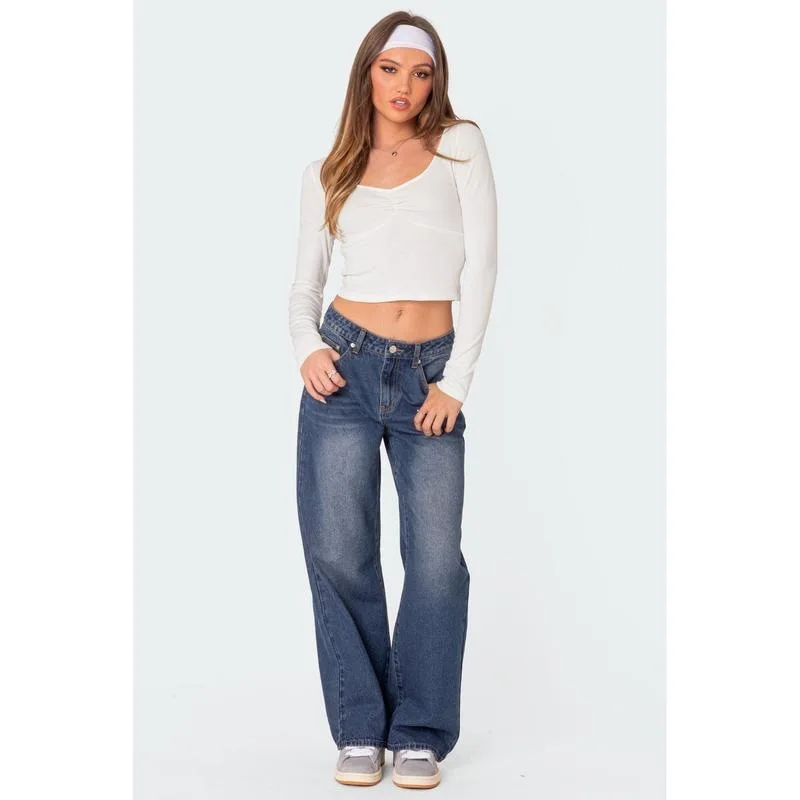 

Loose Fit Printed Jeans Floral Patterned Casual Pants Neutral Style Women's Spring Fashion Neutral Waist Other Material