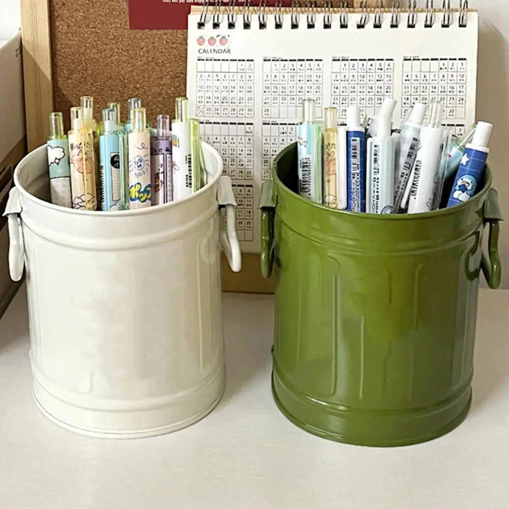ヴィンテージアイアンペンホルダーデスクオーガナイザーアメリカ風クリスマスメイクブラシ収納バケット学生学用品